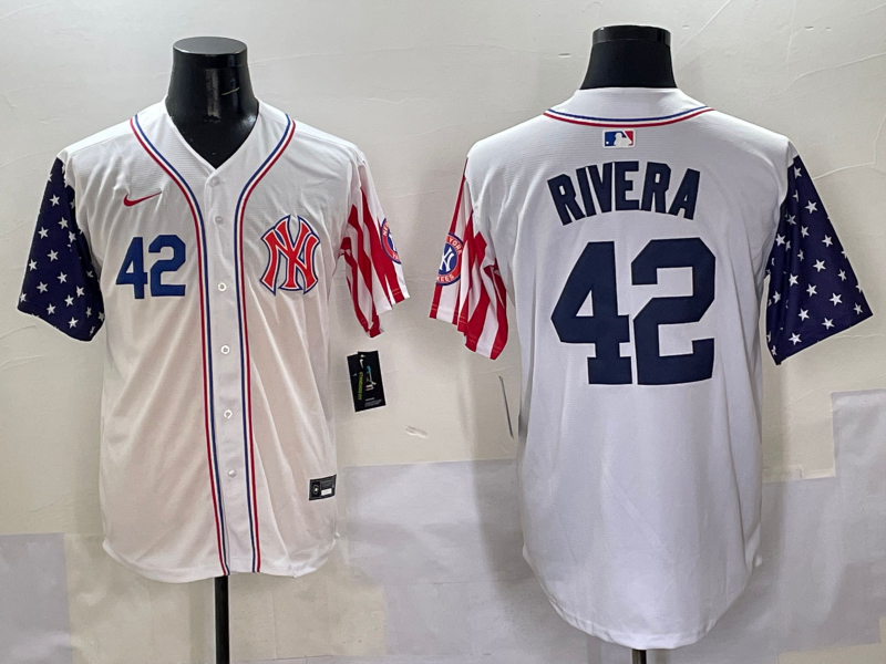 Men 2025  MLB New York Yankees #42 Rivera white jersey style 5